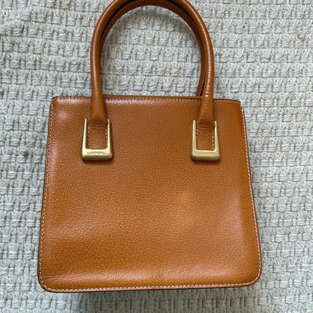 Lancel Brown Leather Handbag w/ strap, vintage
